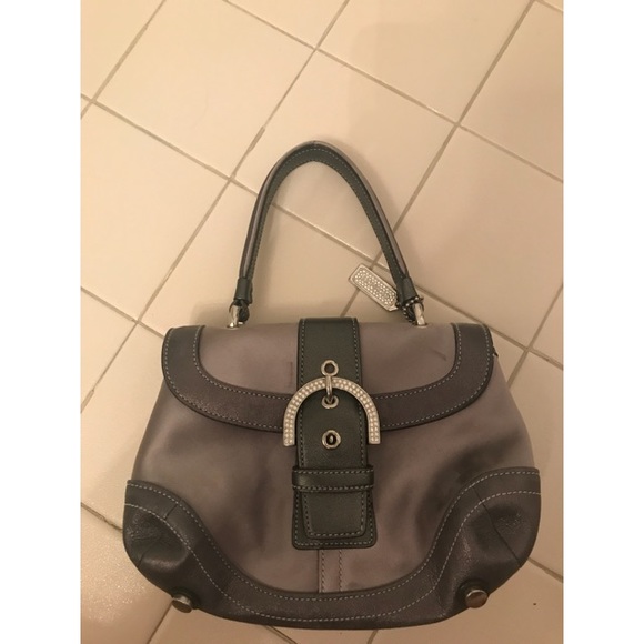 Coach Handbags - ✨ Coach Gray Suede Studded Handbag/Purse